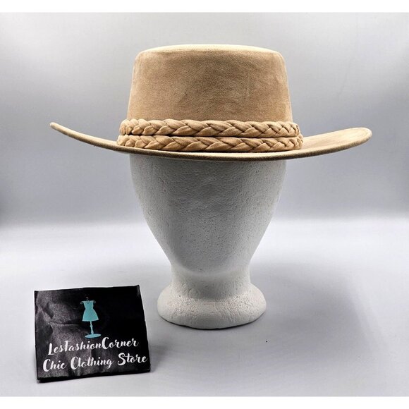 Anthropologie ASN Cordobes Hat Light Tan Faux Suede Braided Boho One Size 3232 - Picture 3 of 14